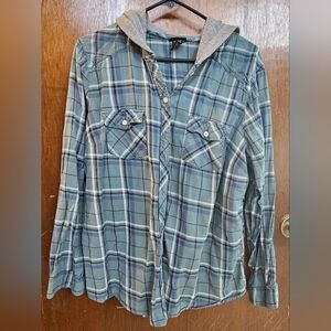 Torrid Blue Plaid Hooded Jacket